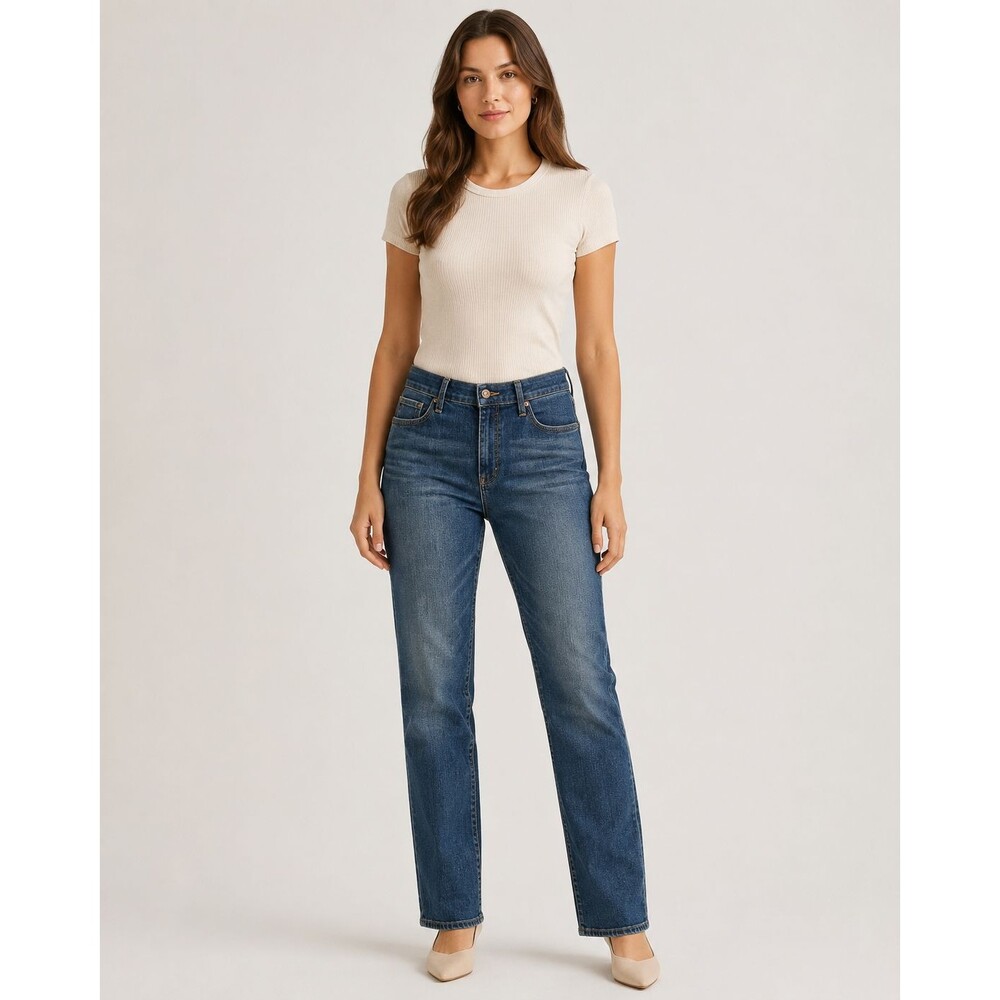 Lucky Brand Brooke Straight Jeans Women 14/32 Mid Rise Blue Stretch Denim NWT